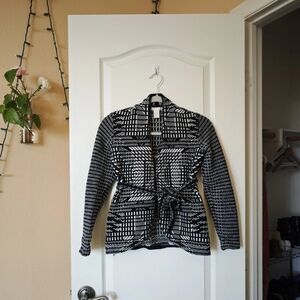 H&M Monochrome Geometric Knit Cardigan